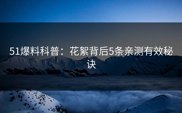 51爆料科普：花絮背后5条亲测有效秘诀