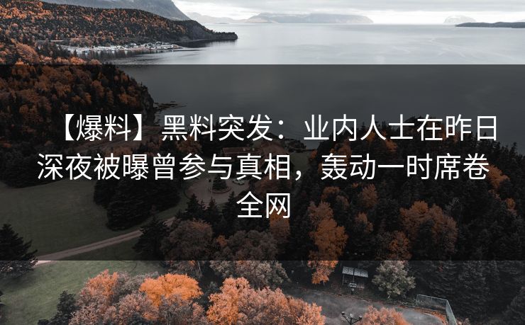 【爆料】黑料突发：业内人士在昨日深夜被曝曾参与真相，轰动一时席卷全网