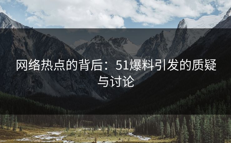 网络热点的背后：51爆料引发的质疑与讨论