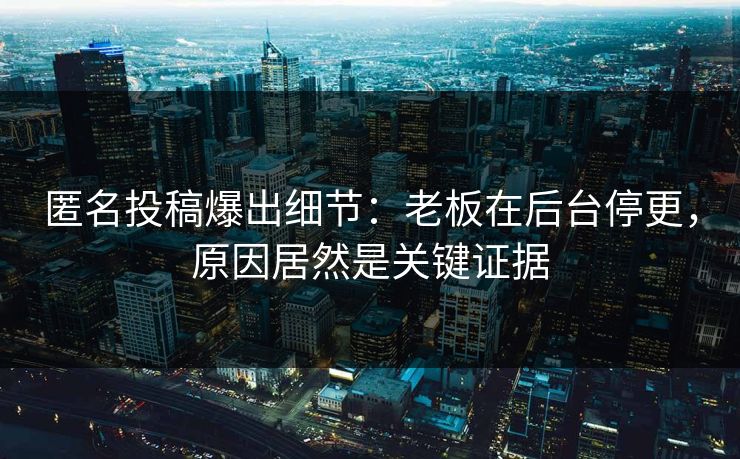 匿名投稿爆出细节:老板在后台停更,原因居然是关键证据 匿名投稿爆出细节:老板在后台停更,原因居然是关键证据