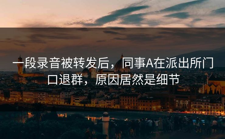 一段录音被转发后，同事A在派出所门口退群，原因居然是细节
